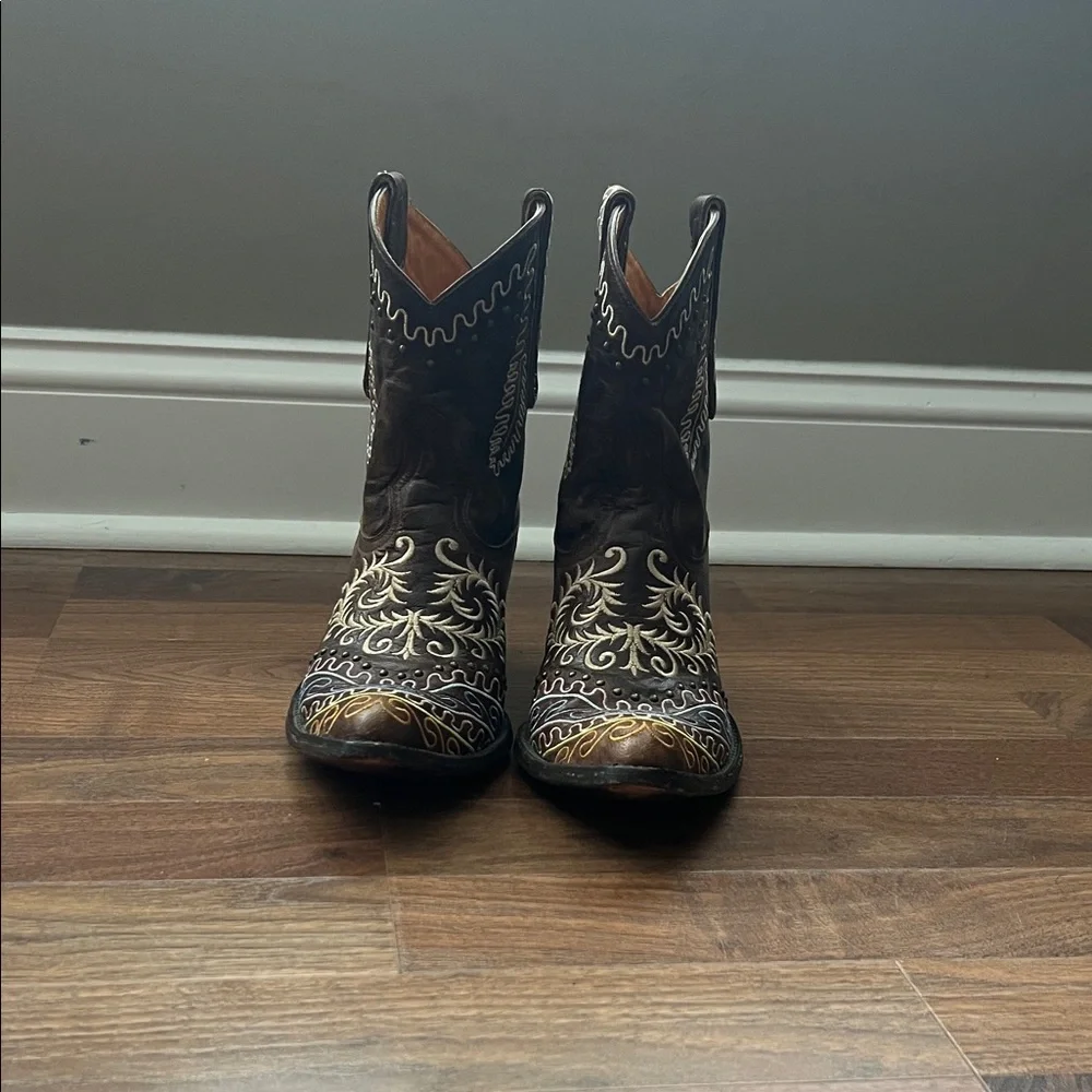 Old Gringo Brown Embroidered Western Ankle Boots Size 9.5 - Picture 1 of 7